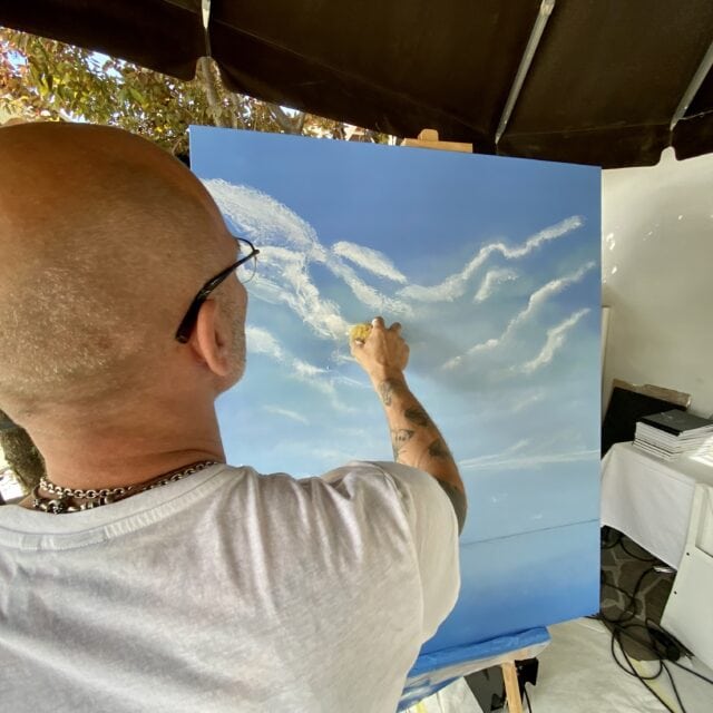 Himmelsmaler bei der Arbeit auf Einladung vom Naudererhof in Tirol.